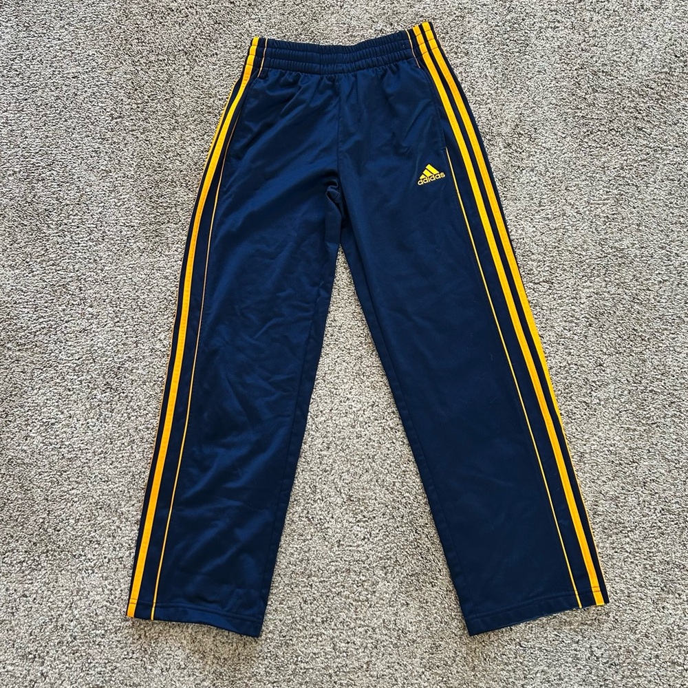Adidas 3 Stripe Blue & Orange Activewear Track Pants Straight Leg Youth M 10/12 - Picture 2 of 14